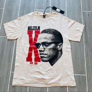 NEW MALCOLM X VTG 90’S GRAPHIC MEN’S BEIGE T-SHIRT SZ S M L XL 2XL 3XL
